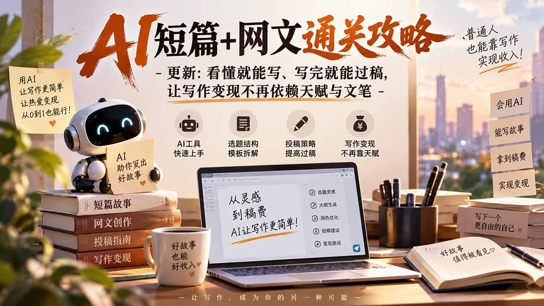 AI短篇+网文通关攻略-更新0921：看懂就能写、写完就能过稿，让写作变现不再依赖天赋与文笔-摇钱树