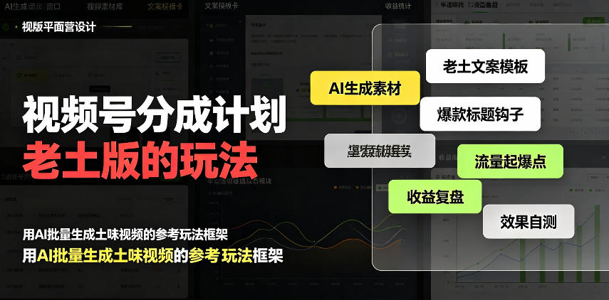 视频号分成计划老土版的玩法,流量爆炸,每天收益300+,纯靠AI生成,越土的玩法,越高级-摇钱树