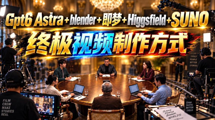 GPT-6 Astra+Blender+即梦+Higgsfield+Suno=终极视频制作方式！-摇钱树