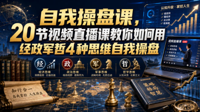 【无水印】自我操盘课,20节视频直播课教你如何用经政军哲4种思维自我操盘(更新0924)-摇钱树