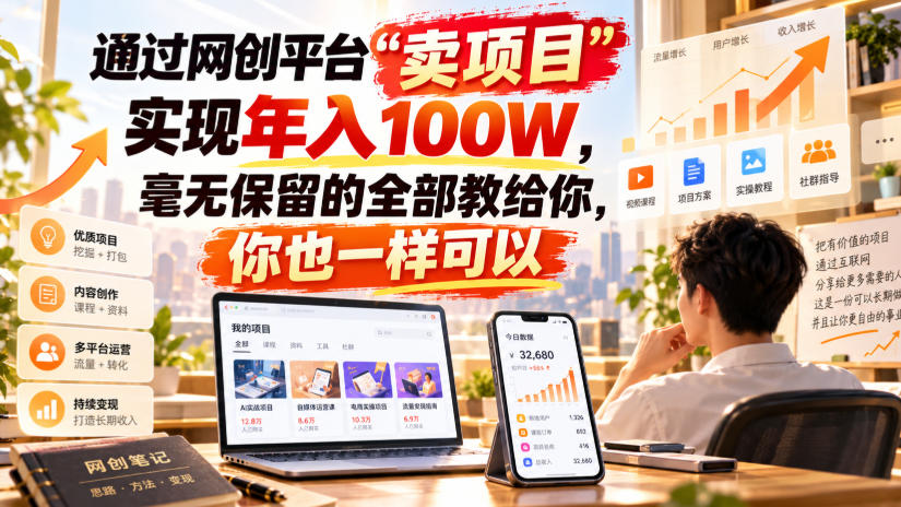 通过网创平台“卖项目”实现年入100W,毫无保留的全部教给你,你也一样可以!【揭秘】-摇钱树