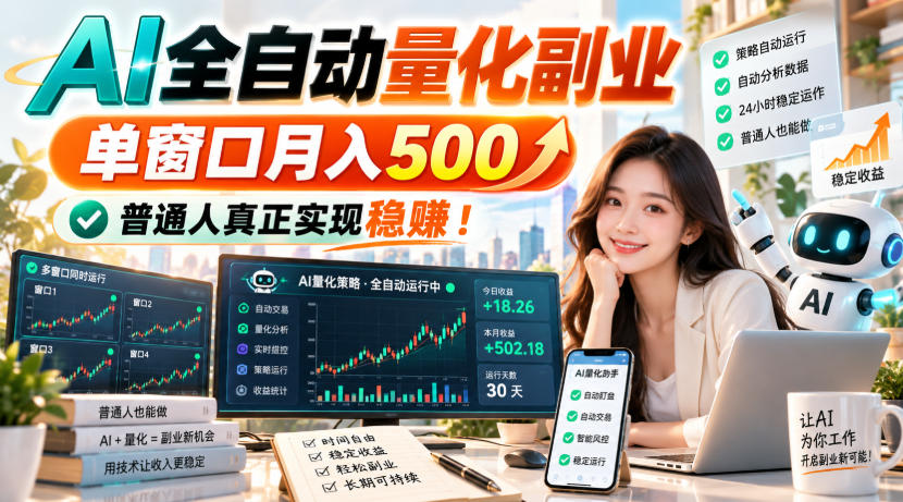 AI全自动量化副业,单窗口月入500,普通人真正实现稳賺!【揭秘】-摇钱树