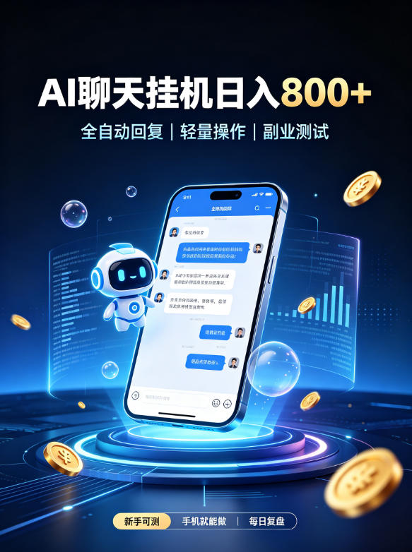AI聊天挂G项目,日入800➕,全自动操作,适用个人副业,支持工作室矩阵操作【揭秘】-摇钱树