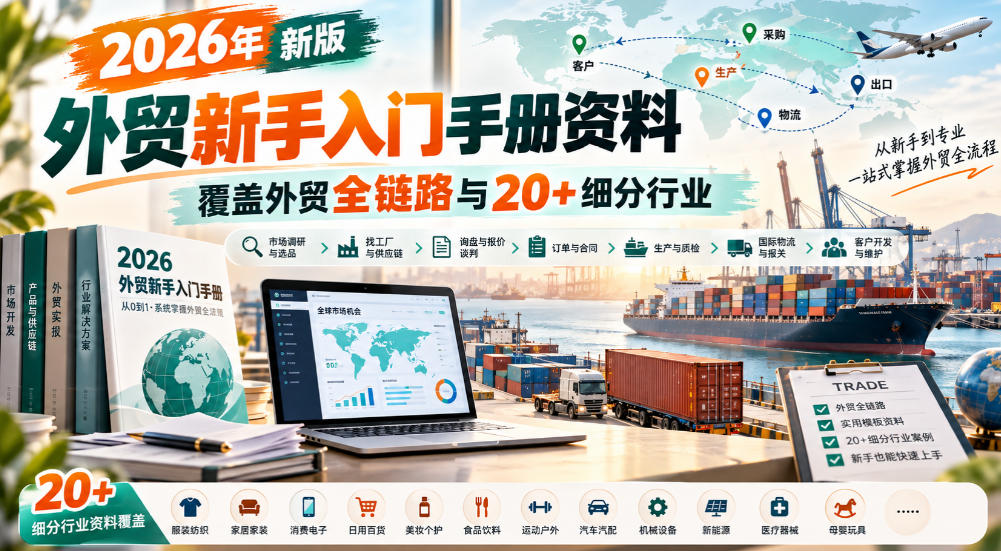 2026年新版外贸新手入门手册资料,覆盖外贸全链路与20+细分行业-摇钱树