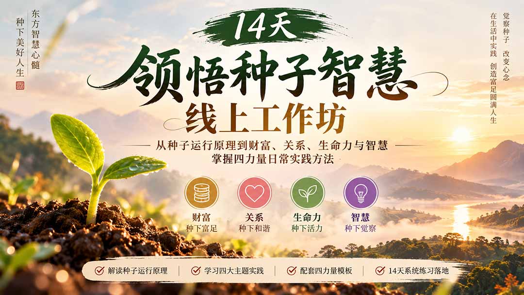 14天领悟种子智慧线上工作坊｜从种子运行原理到财富、关系、生命力与智慧，掌握四力量日常实践方法-摇钱树