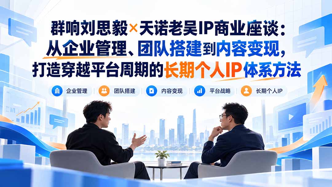 群响刘思毅×天诺老吴IP商业座谈:从企业管理、团队搭建到内容变现,打造穿越平台周期的长期个人IP体系方法-摇钱树