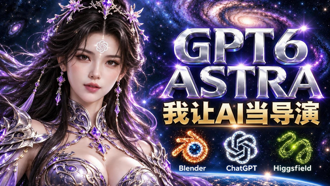 让GPT-6 Astra当导演！Higgsfield和Blender实战打造30秒玄幻精准运镜短片！-摇钱树
