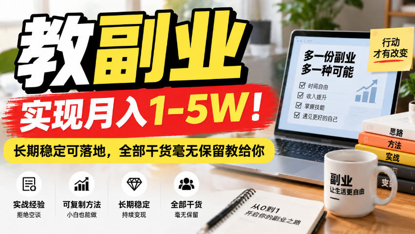 “教副业”实现月入1-5W！长期稳定可落地，全部干货毫无保留教给你【揭秘】-摇钱树