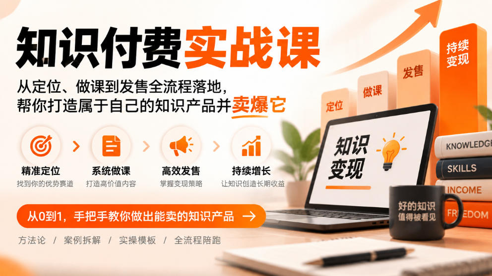 知识付费实战课:从定位、做课到发售全流程落地,帮你打造属于自己的知识产品并卖爆它-摇钱树