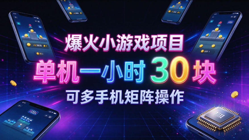 爆火小游戏撸金项目，实测单机一小时30+，可多手机矩阵操作，新手看完一遍就能上手【揭秘】-摇钱树