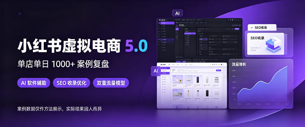 小红书虚拟电商5.0,单店单日1000+,AI软件+SEO收录,双重流量稳定出单【揭秘】-摇钱树