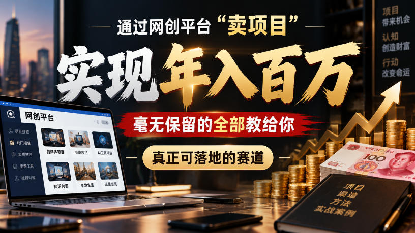 通过网创平台“卖项目”实现年入100w,毫无保留的全部教给你,真正可落地的赛道【揭秘】-摇钱树