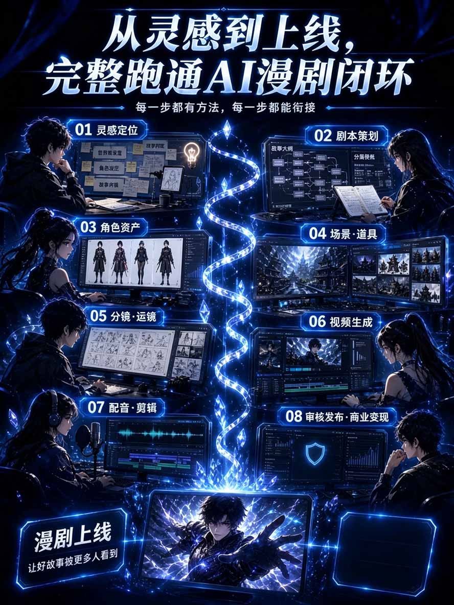 图片[2]-【无水印】2026AI漫剧创作与商业变现掘金营：打通选题→AI编剧→角色场景→自动分镜→视频生成→剪辑发布→运营变现