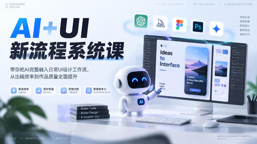 【无水印】AI+UI新流程系统课,带你把AI完整融入日常UI设计工作流,从出稿效率到作品质量全面提升(2026第4期)-摇钱树