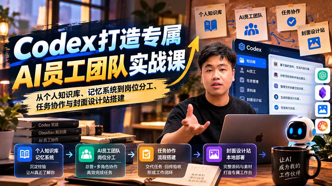 【无水印】Codex打造专属AI员工团队实战课：从个人知识库、记忆系统到岗位分工、任务协作与封面设计站搭建-摇钱树