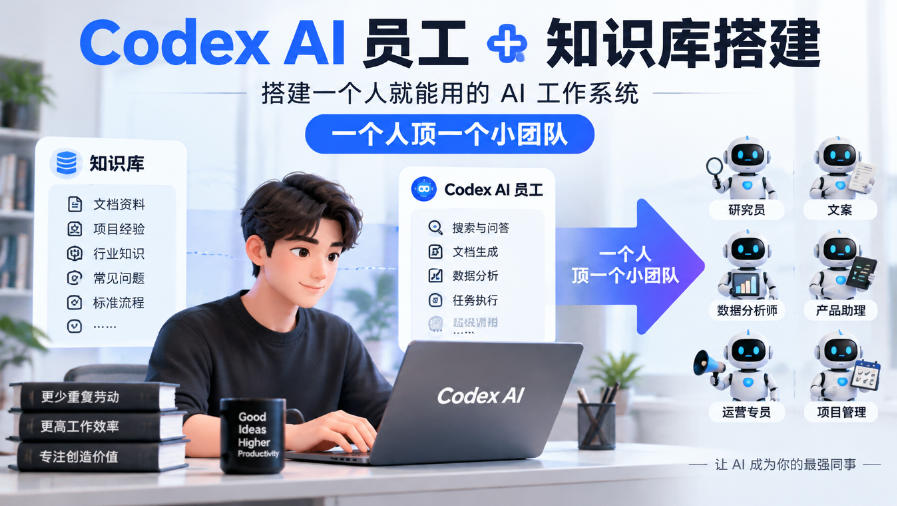 Codex AI员工+知识库搭建，搭建一个人就能用的AI工作系统，一个人顶一个小团队-摇钱树