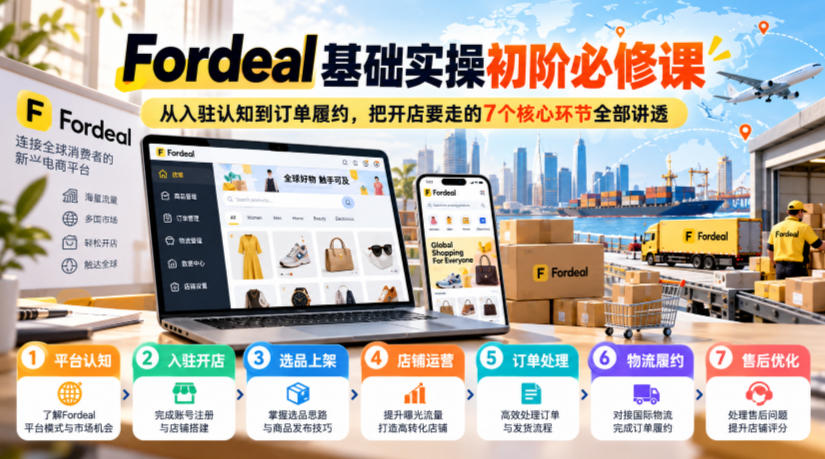 Fordeal基础实操初阶必修课,从入驻认知到订单履约,把开店要走的7个核心环节全部讲透-摇钱树