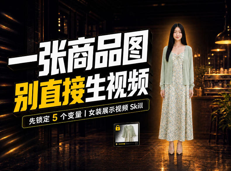 女装AI视频总翻车?问题不在提示词,女装展示视频Skill先锁定5个变量!-摇钱树