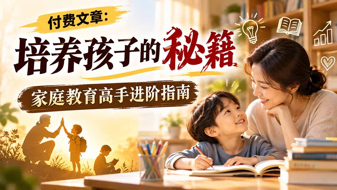 付费文章：培养孩子的秘籍，家庭教育高手进阶指南-摇钱树