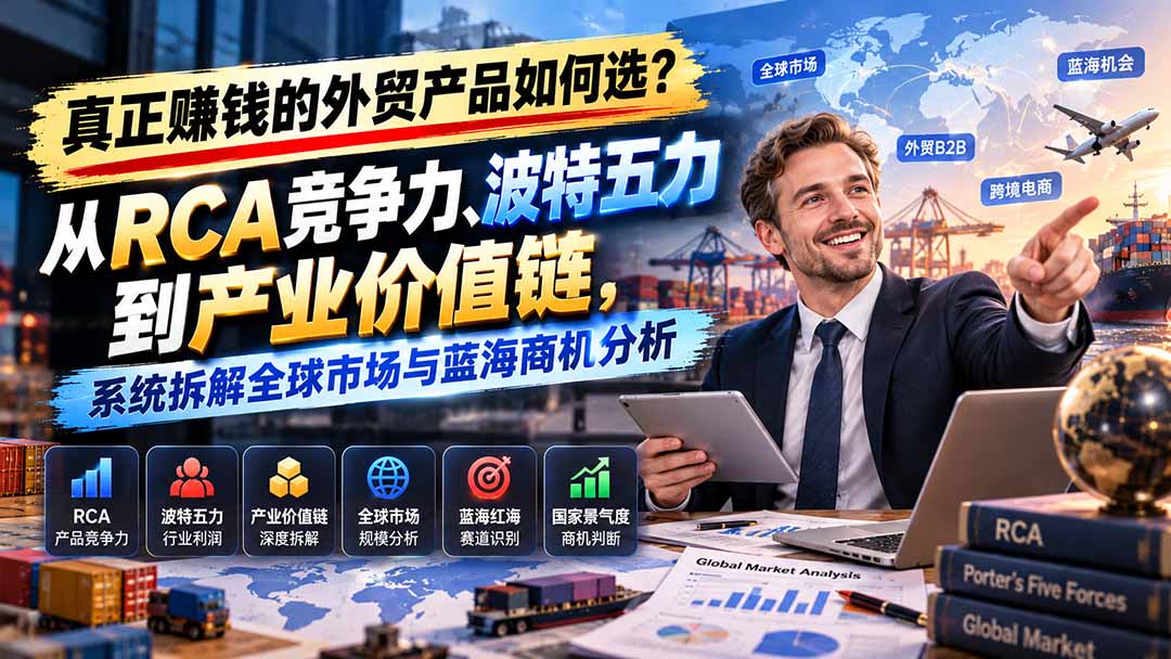 真正赚钱的外贸B2B产品如何选？从RCA竞争力、波特五力到产业价值链，系统拆解全球市场与蓝海商机分析-丰收创业