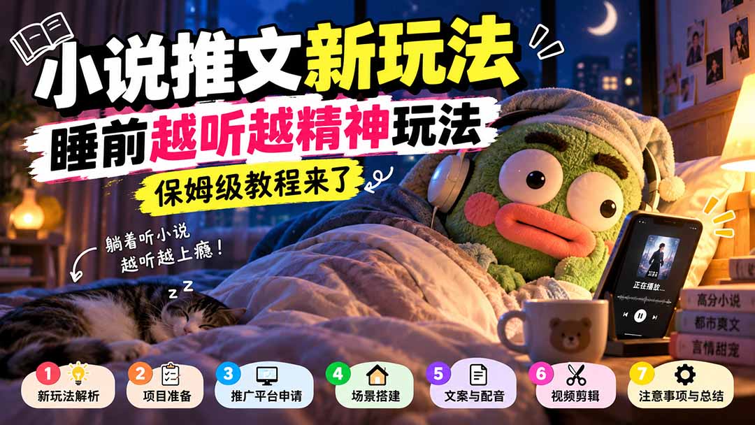 小说推文新玩法,睡前越听越精神玩法,保姆级教程来了-摇钱树