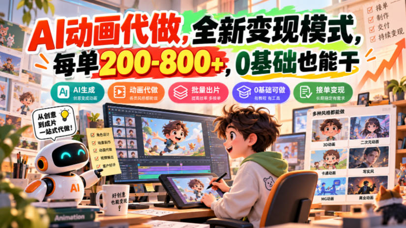 AI动画代做,全新变现模式,每单200-800+,0基础也能干【揭秘】-天赋网创