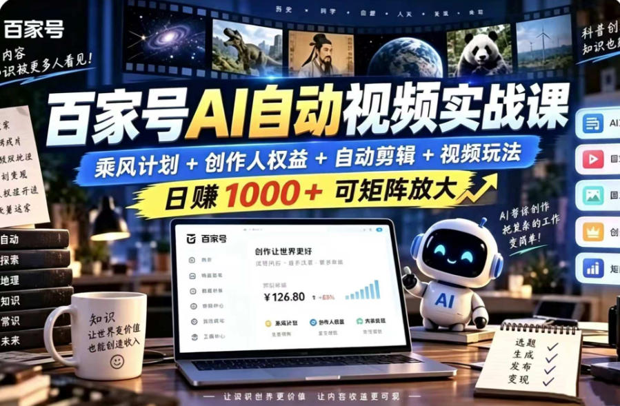 百家号自动矩阵玩法,长期可以做的项目,日入1k+,真正的睡后收入-摇钱树