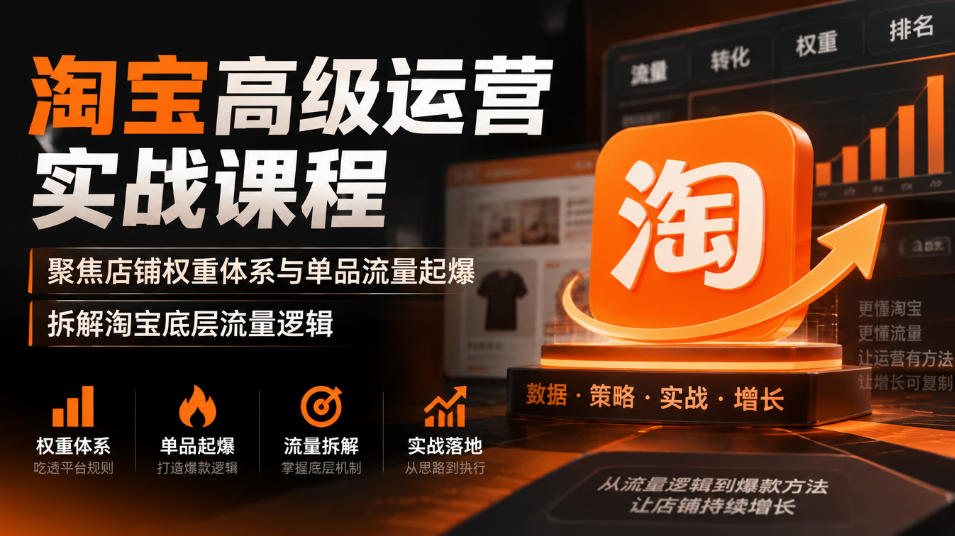 淘宝高级运营实战课程,聚焦店铺权重体系与单品流量起爆,拆解淘宝底层流量逻辑-摇钱树