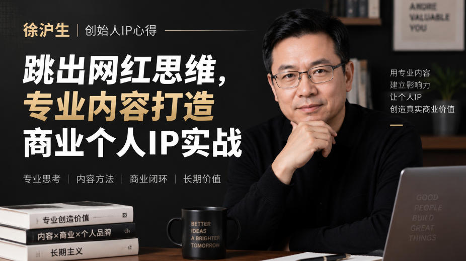 徐沪生创始人IP心得|跳出网红思维,专业内容打造商业个人IP实战【文档】-摇钱树