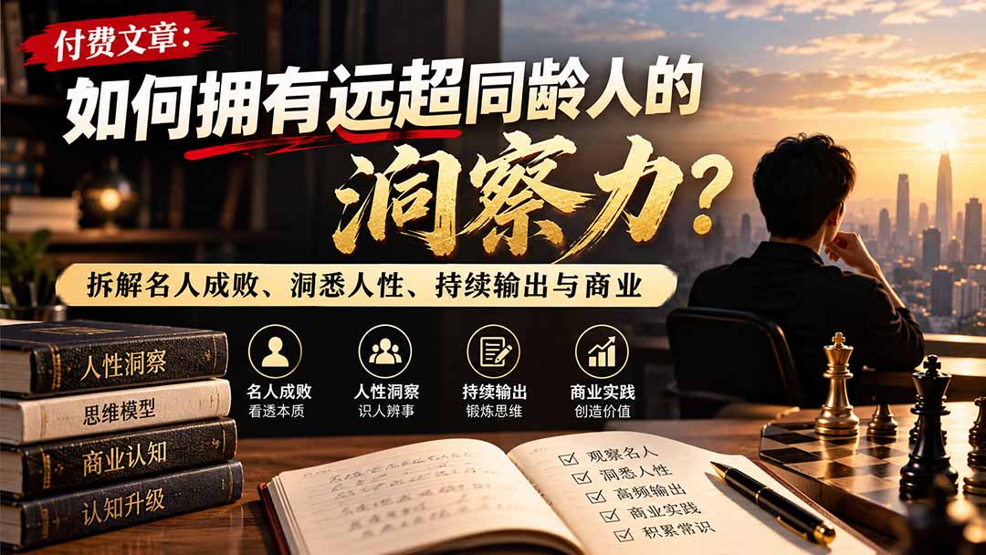 付费文章:如何拥有远超同龄人的洞察力?拆解名人成败、洞悉人性、持续输出与商业实践-千帆创业