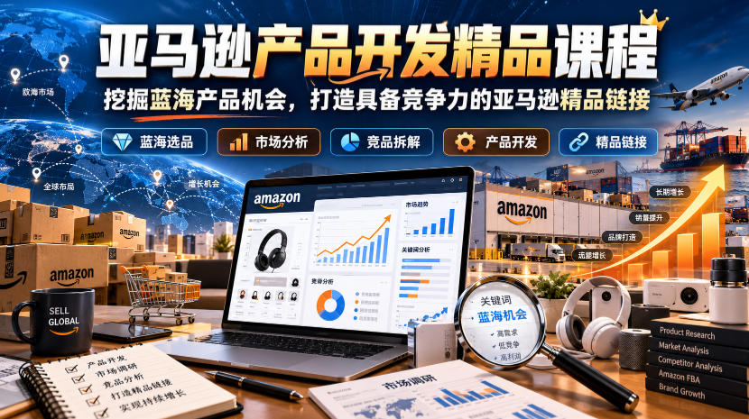 亚马逊产品开发精品课程，挖掘蓝海产品机会，打造具备竞争力的亚马逊精品链接-摇钱树