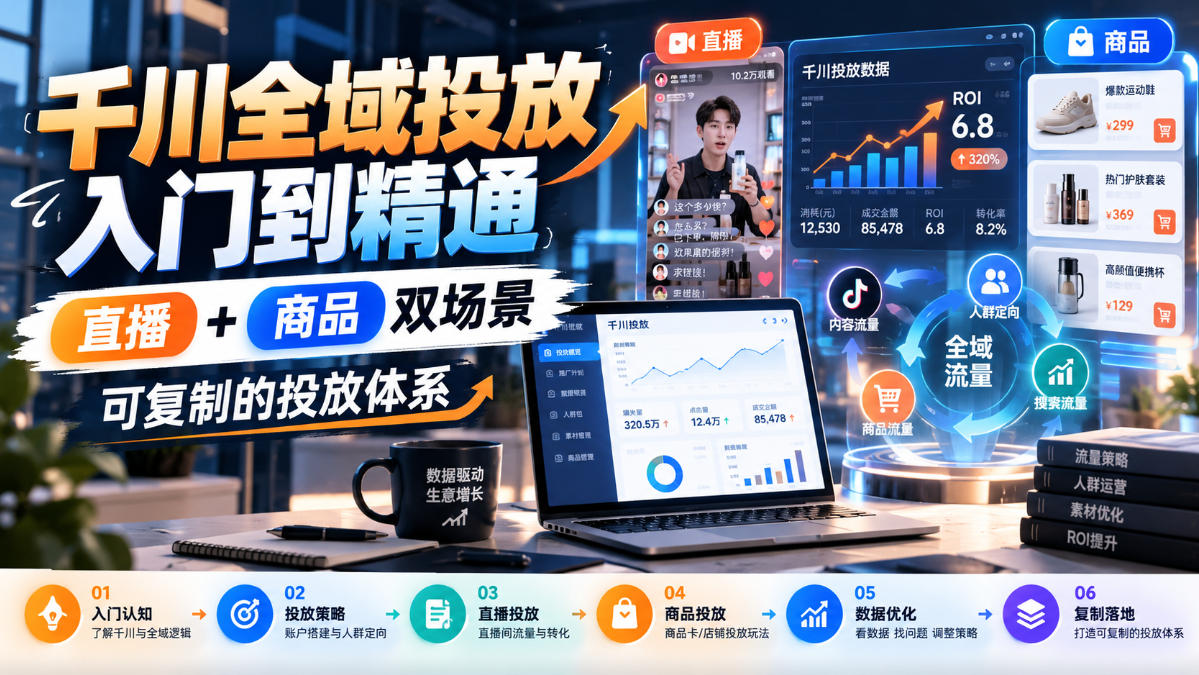 千川全域投放入门到精通，直播+商品双场景，可复制的投放体系-盈科项目资源网