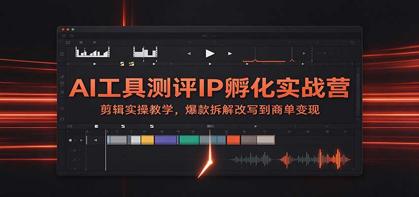 AI工具测评IP孵化实战营：剪辑实操教学，爆款拆解改写到商单变现