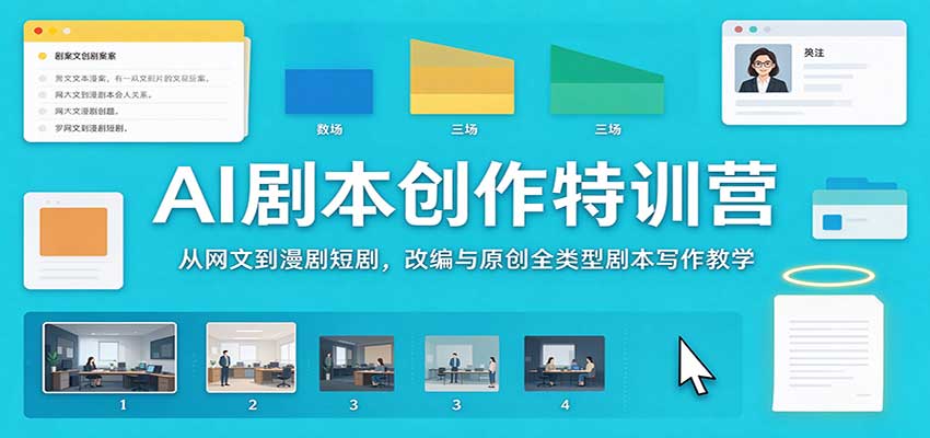 AI剧本创作特训营:从网文到漫剧短剧,改编与原创全类型剧本写作教学-摇钱树