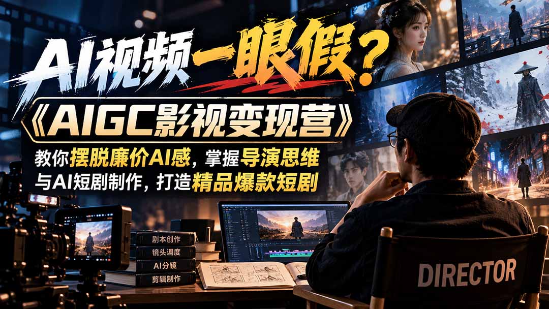 【无水印】AI视频一眼假？《AIGC影视变现营》教你摆脱廉价AI感，掌握导演思维与AI短剧制作，打造精品爆款短剧-摇钱树