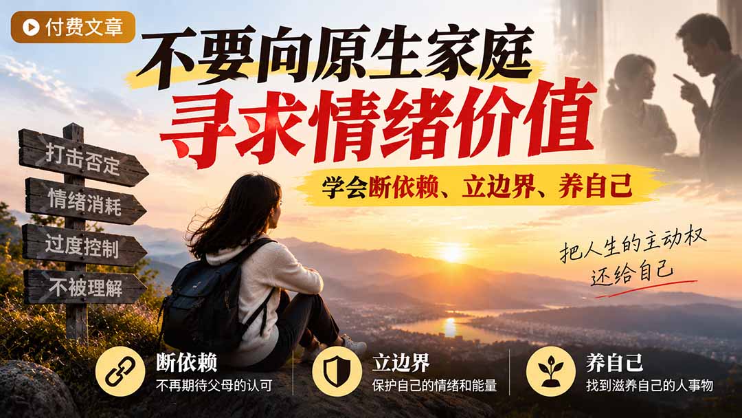 付费文章：不要向原生家庭寻求情绪价值，学会断依赖、立边界、养自己-摇钱树