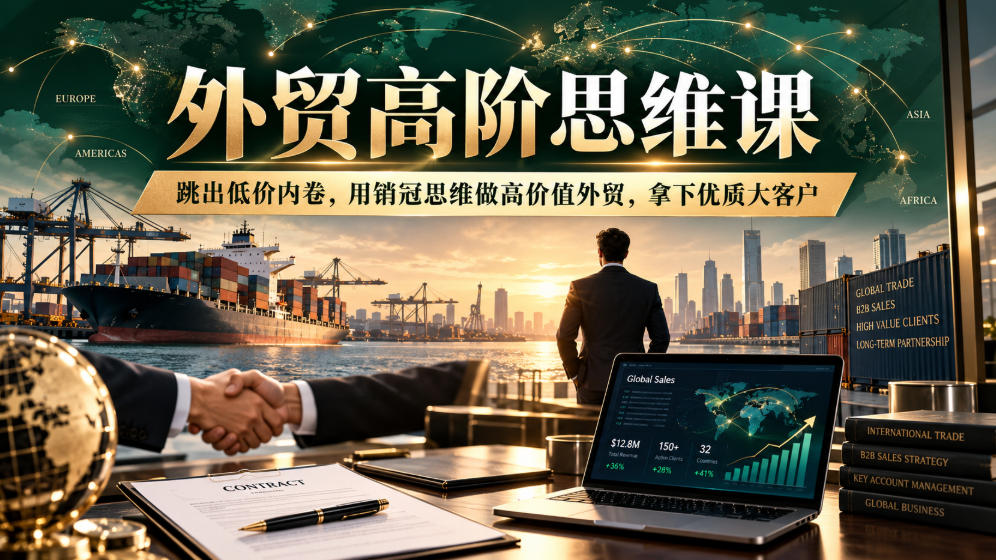 外贸高阶思维课,跳出低价内卷,用销冠思维做高价值外贸,拿下优质大客户-盈科项目资源网