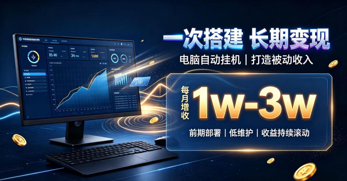 一份投入长期收益,电脑自动挂G类目,搭建被动收入每月增收1w-3w【揭秘】-摇钱树