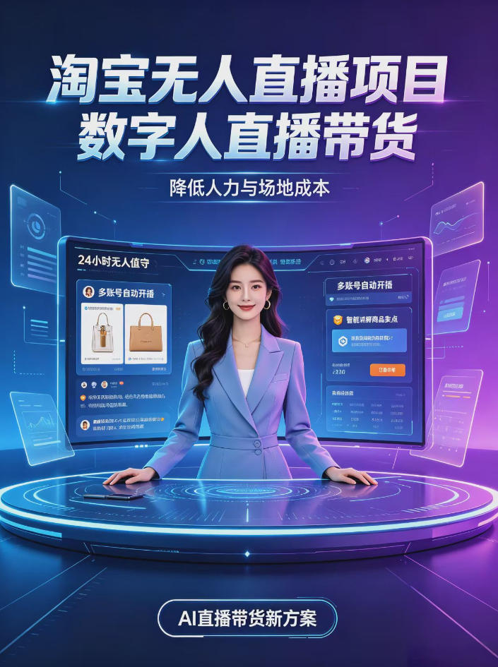 淘宝AI无人直播带货，24小时自动开播低门槛副业，无需真人长时间出镜，持续引流出单【揭秘】-摇钱树
