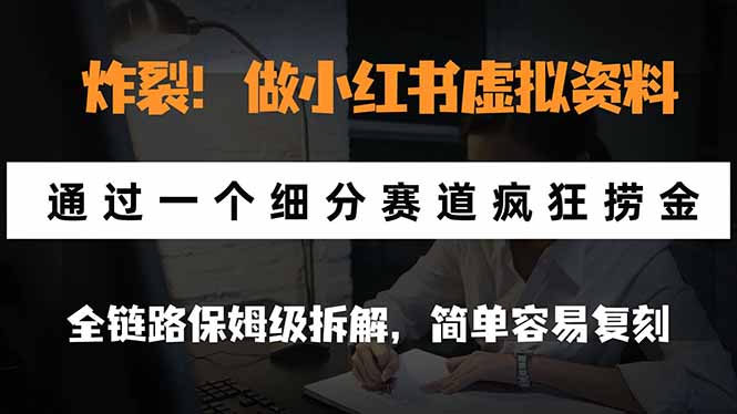 炸裂!做小红书虚拟资料,通过一个细分赛道疯狂捞金,全链路保姆级拆解,简单容易复刻-摇钱树
