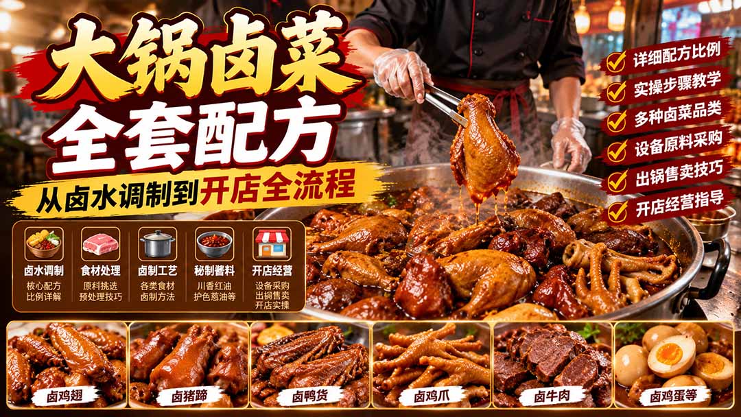 大锅卤菜全套配方，从卤水调制到开店全流程，感觉学会了去摆摊也不错-摇钱树