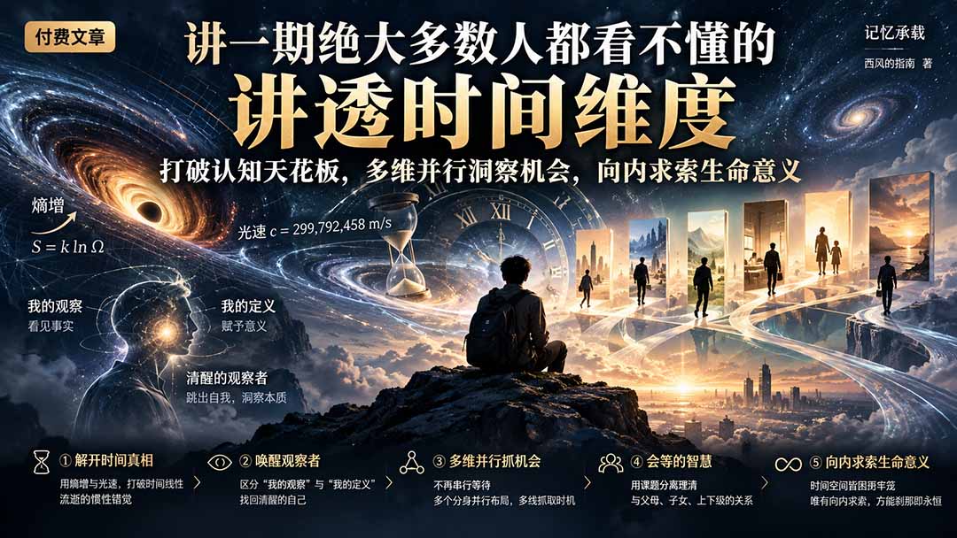 付费文章：讲一期绝大多数人都看不懂的，讲透时间维度，打破认知天花板，多维并行洞察机会，向内求索生命意义-日入300副业网