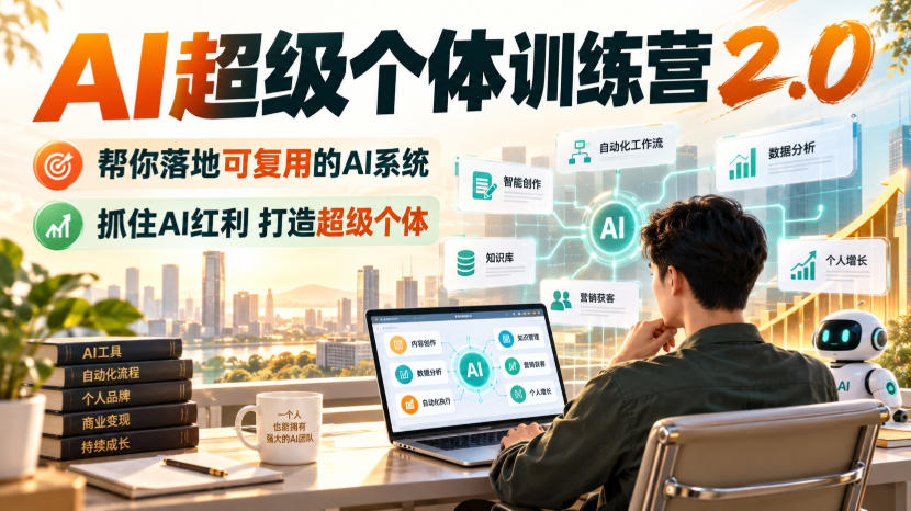 AI超级个体训练营2.0,帮你落地可复用的AI系统,抓住AI红利打造超级个体-摇钱树